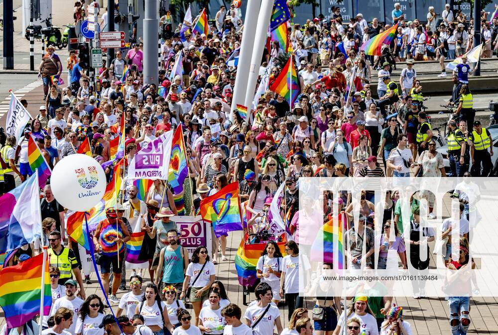 2022 06 18 12 36 04 ROTTERDAM The Pride March traditionally moves through the city during Pink Saturday This year s event will be held in Rotterdam with a march, information market and performances that reflect on the emancipation of the LGBTQ community ANP ROBIN UTRECHT netherlands out belgium out