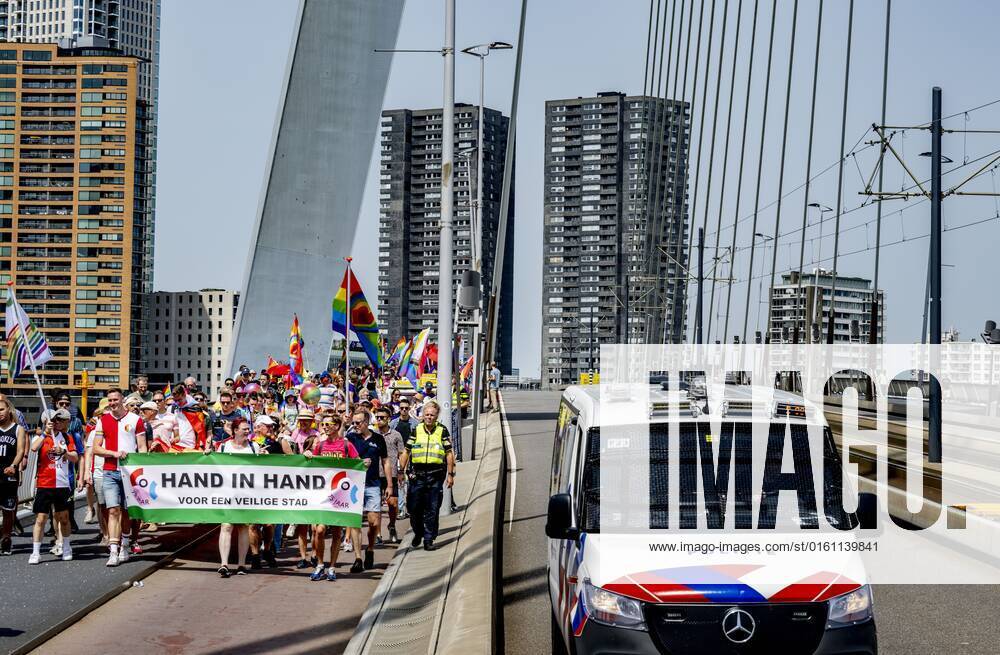 2022 06 18 12 28 22 ROTTERDAM The Pride March traditionally moves through the city during Pink Saturday This year s event will be held in Rotterdam with a march, information market and performances that reflect on the emancipation of the LGBTQ community ANP ROBIN UTRECHT netherlands out belgium out