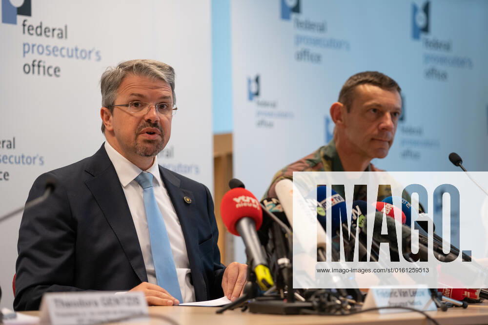 Belgian federal prosecutor Frederic Van Leeuw (L) and Major General Vincent Descheemarker (R) pictured during a press conference of the Federal Prosecutor s Office, Foreign Affairs, the Federal Police and Defense, concerning the repatriation of Belgian IS women and children, in Brussels, Tuesday 21 June 2022. Last night, Belgium again repatriated Belgian IS women and children from camps in Syria. The children are all under 12 years old. Last month it was announced that Belgium had organized a new consular mission to Syria. A Belgian investigative team went to the Roj camp, where a number of Belgian mothers who could be associated with the Islamic State terrorist group and their children were housed. The six women go straight to prison for t NOExZIMMER 36521961