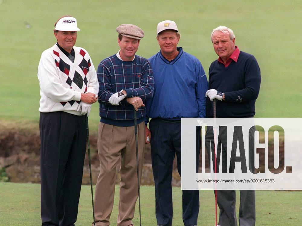 Golflegenden unter sich, v.li.: Ray Floyd, Tom Watson, Jack Nicklaus und Arnold Palmer (alle USA) Golf Herren British Open Championship 1995, PGA European Tour, TPC of Europe, Golfen, Vdia, Gruppe St. Andrews