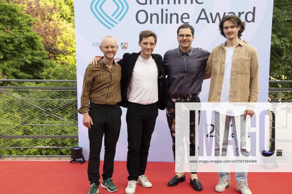 PUDELDAME, band, music group, from left with Nico BAUCKHOLT, Jonay NAY, David GRABOWSKI and Jon Ander KLEIN, red carpet, red carpet show, Grimme Online Awards 2022 ceremony on 23 06 2022 at Flora Koeln,