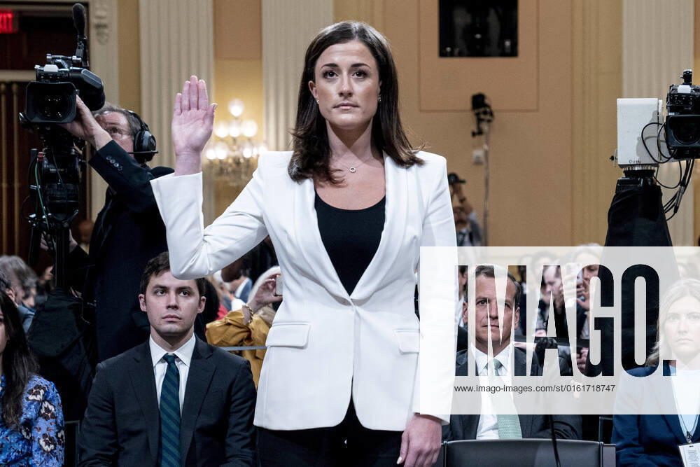 Cassidy Hutchinson, former aide to Trump White House chief of staff Mark Meadows, is sworn in to testify as the House select committee investigating the Jan. 6 attack on the U.S. Capitol holds a hearing at the Capitol in Washington, Tuesday, June 28, 2022. Pool WAX20220628204 AndrewxHarnik