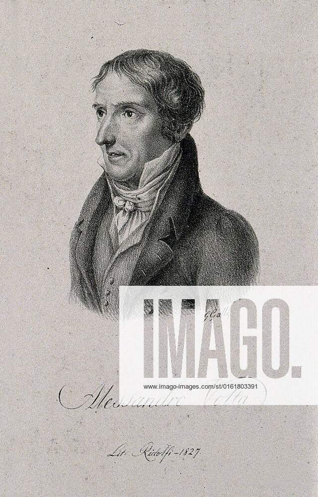 Count Alessandro Giuseppe Antonio Anastasio Volta. Lithograph by G. Galli, 1827, after L. Sabatelli.