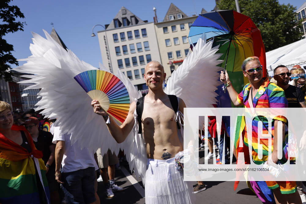 Participants at Christopher Street Day 2022 in Cologne As part of the CSD, a three-day street festival is celebrated in Cologne under the motto For Human Rights Many Together Strong The CSD parade is the highlight of the festivities and is lined by numerous groups Cologne, 03 07 2022 NRW Germany
