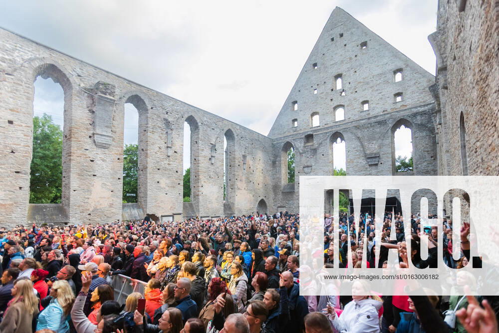 Tallinn. Finnish rock band Rasmus performing in the Pirita Convent Ruins. The history of the ruins rising above the banks of the Pirita River date back to 1407, when the largest nunnery in Old Livonia was founded here. The convent that got its name from St. Birgitta survived in its original form until 1577, when the forces of Ivan the Terrible destroyed it. The massive façade, walls, cellars and graveyard have survived until the present. Photo: Raul Mee Postimees Tallinn Harjumaa Estonia 1RM17JUL2022A-59