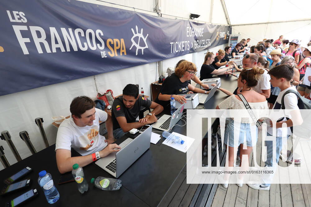 Illustration picture shows the ticketing desk, on the first day of the Francofolies de Spa festival in Spa, Wednesday 20 July 2022. This year s edition of the festival is taking place from 20 to 23 July. VIRGINIExLEFOUR 37666022
