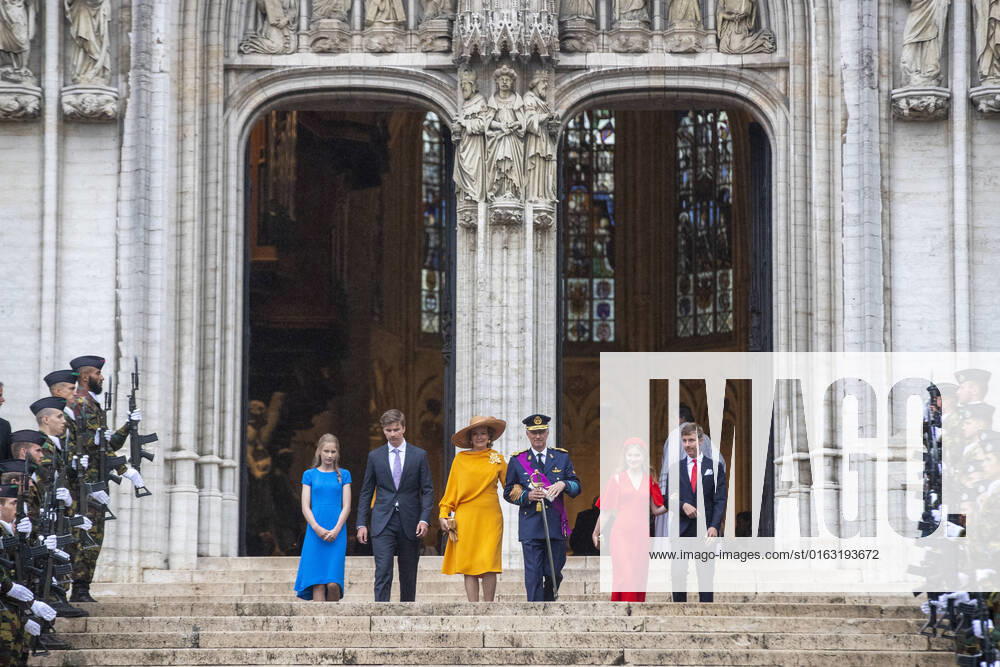Entertainment Themen der Woche KW29 Princess Eleonore, Prince Gabriel, Queen Mathilde of Belgium, King Philippe - Filip of Belgium, Crown Princess Elisabeth and Prince Emmanuel leave after the Te Deum mass, on the occasion of the Belgian National Day, at the Saint Michael and Saint Gudula Cathedral (Cathedrale des Saints Michel et Gudule Sint-Michiels- en Sint-Goedele kathedraal) in Brussels, Thursday 21 July 2022. NICOLASxMAETERLINCK 37688855