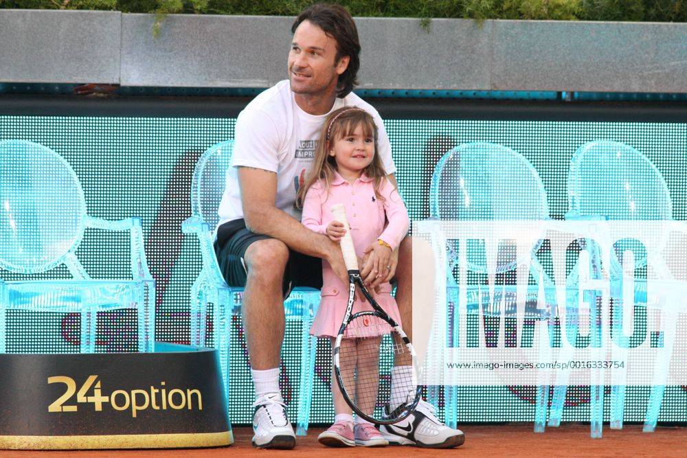 Madrid, Spain. May 2th 2014: Carlos Moya mit Tochter Carla - Charity Day, Mutua Madrid Open-ATP World Tour, Caja Magica. .