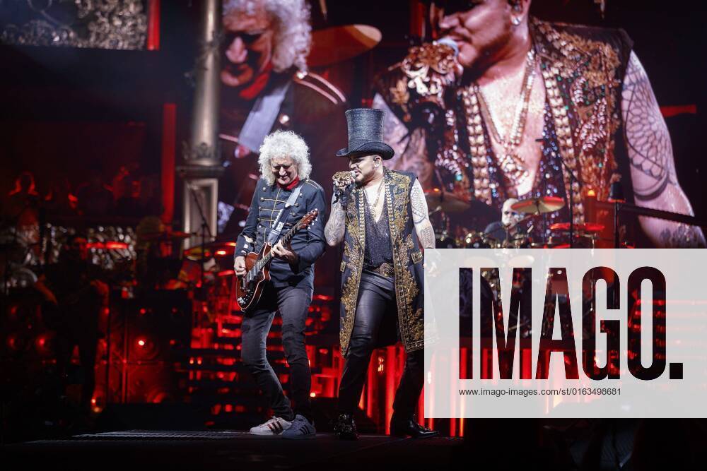 British rock band Queen and American singer Adam Lambert performed during their Rhapsody World Tour concert in Tampere, Finland on Sunday, 24th July, 2022, in picture guitarist Brian May (L), vocalist Adam Lambert and drummer Roger Taylor. Tampere Nokia Arena Finland