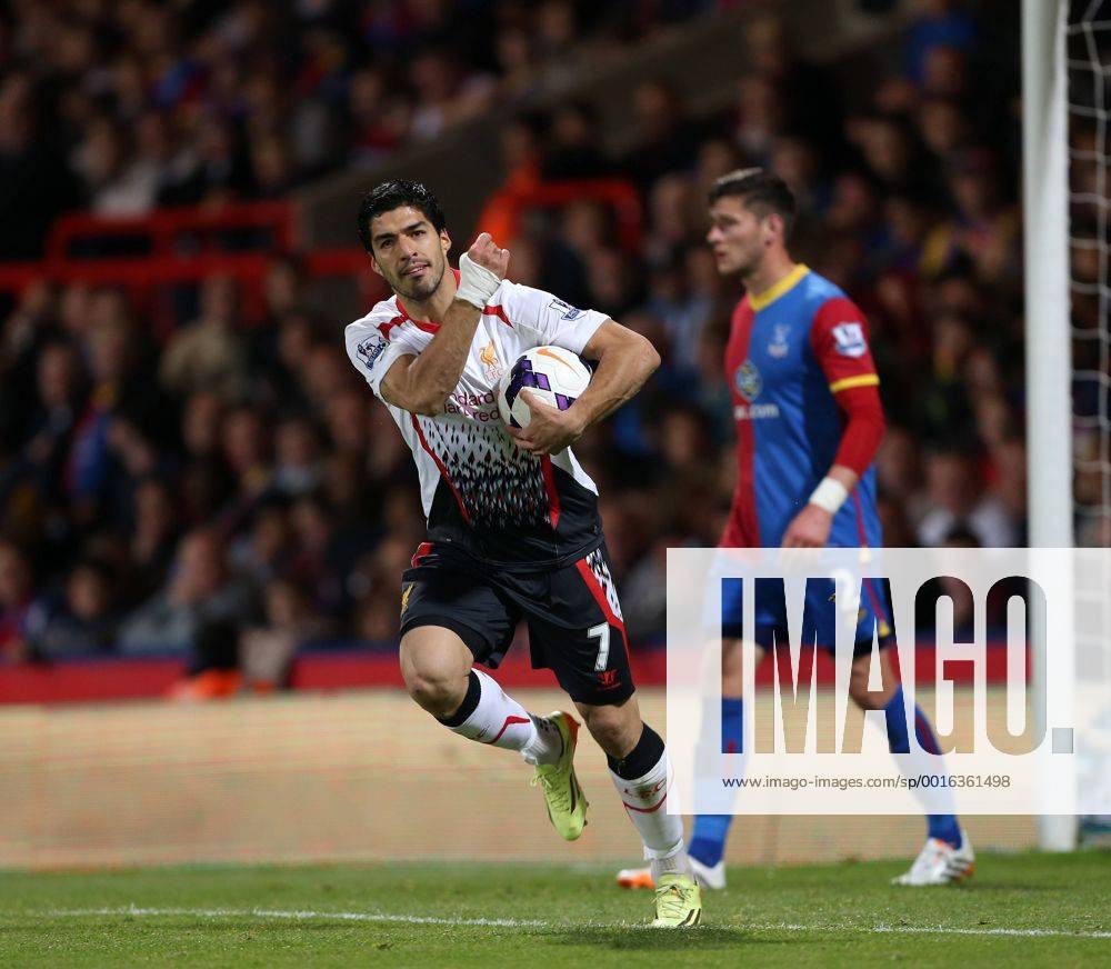 Liverpool s Luis Suarez celebrates scoring his sides third goal Crystal Palace vs FC Liverpool - Barclays Premier League - Selhurst Park - London - UK - 05 05 2014 - .