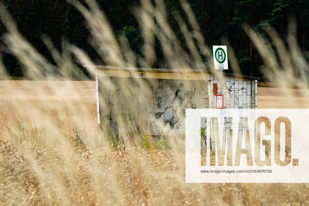 Uckermark GER, Germany, 20220725,Uckermark, bus stop, at a country road, Wittstock