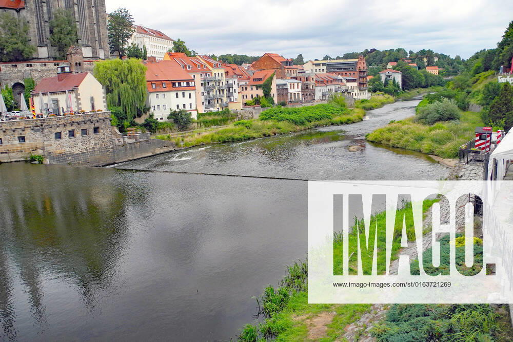 Border river Neisse seen from Goerlitz old town bridge