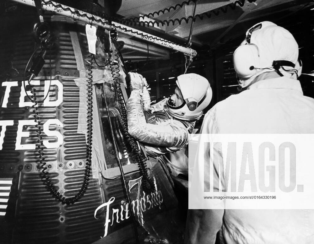 S62-00957 (20 Feb. 1962) --- Project Mercury astronaut John H. Glenn Jr., enters the Friendship 7 spacecraft during the last part of the countdown on Feb. 20, 1962. At 9 47 a.m. (EST), the Atlas launch vehicle lifted the spacecraft into orbit for a three-orbit mission lasting four hours, 55 minutes and 23 seconds. Glenn and his spacecraft were recovered by the destroyer Noa just 21 minutes after landing in the Atlantic near Grand Turk Island, to successfully complete the nation s first manned orbital flight.