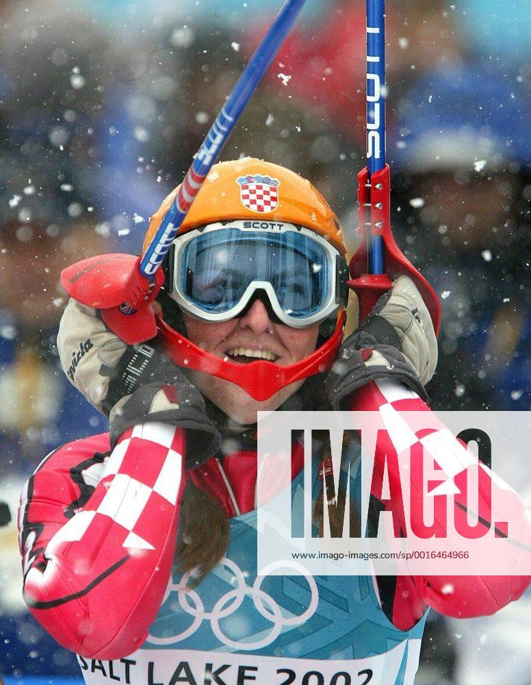 Feb. 20, 2002 - U.S. - KRT SPORTS STORY SLUGGED: OLY-ALPINE-SLALOM KRT PHOTOGRAPH BY RON JENKINS FORT WORTH STAR-TELEGRAM (DALLAS OUT) (February 20) PARK CITY, UT-- Croatia s Janica Kostelic reacts after seeing her time on the clock placing her first in the women s slalom in Deer Valley, Utah, Wednesday, Feb. 20, 2002 at the Salt Lake City Olympics. (FT) NC KD BL 2002 (Vert) (lde) News Archive - Feb. 20, 2002 - ZUMAm67