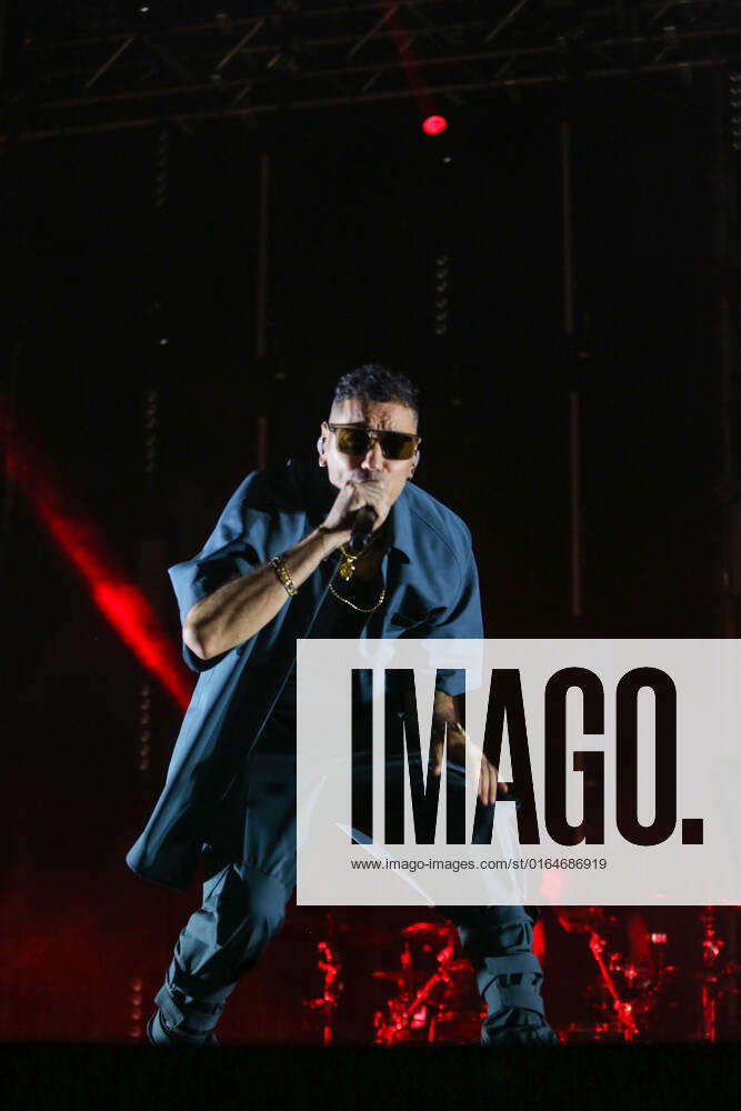 Italian rapper Marracash (Fabio Bartolo Rizzo) in concert on the stage for the Zoo Music Fest in Pescara. during Marracash - Summer Tour, Italian singer Music Concert in Pescara, Italy, August 07 2022