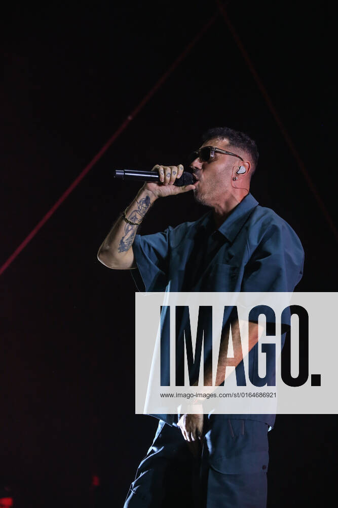 Italian rapper Marracash (Fabio Bartolo Rizzo) in concert on the stage for the Zoo Music Fest in Pescara. during Marracash - Summer Tour, Italian singer Music Concert in Pescara, Italy, August 07 2022