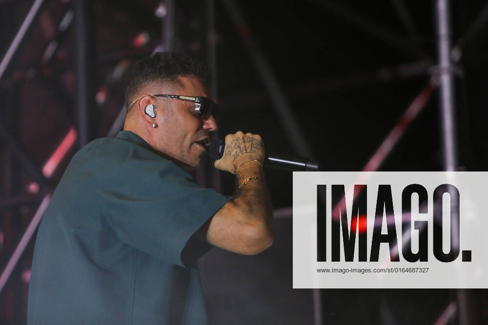 Italian rapper Marracash (Fabio Bartolo Rizzo) in concert on the stage for the Zoo Music Fest in Pescara. during Marracash - Summer Tour, Italian singer Music Concert in Pescara, Italy, August 07 2022