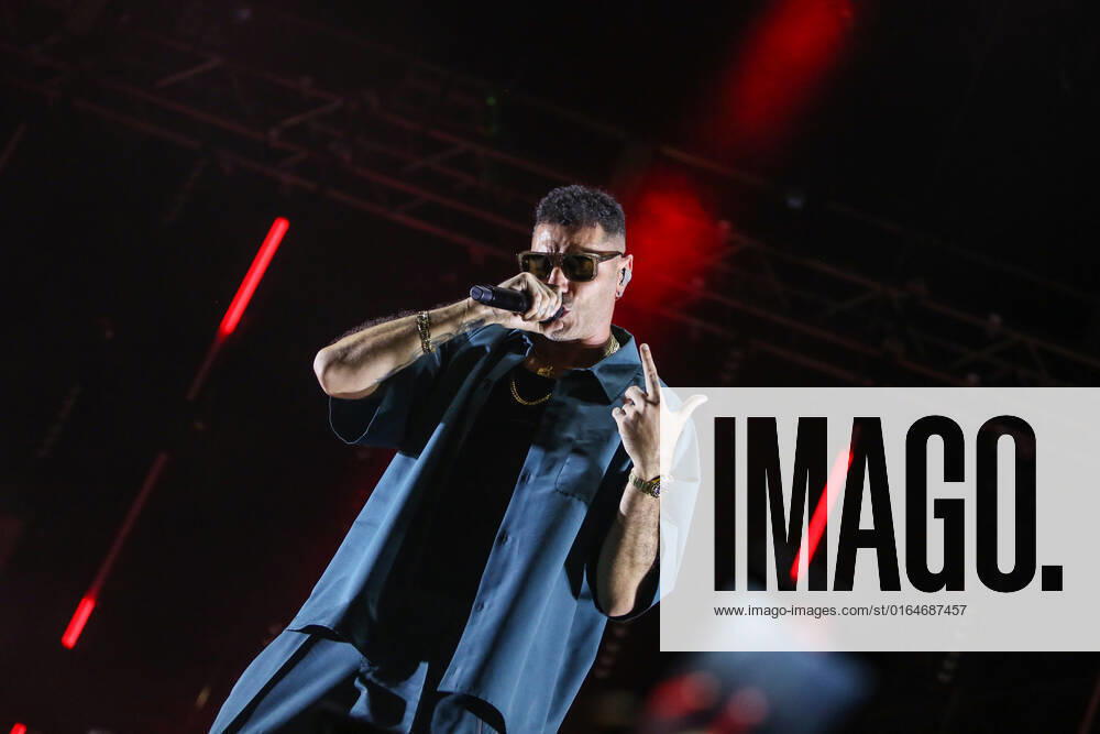 Italian rapper Marracash (Fabio Bartolo Rizzo) in concert on the stage for the Zoo Music Fest in Pescara. during Marracash - Summer Tour, Italian singer Music Concert in Pescara, Italy, August 07 2022