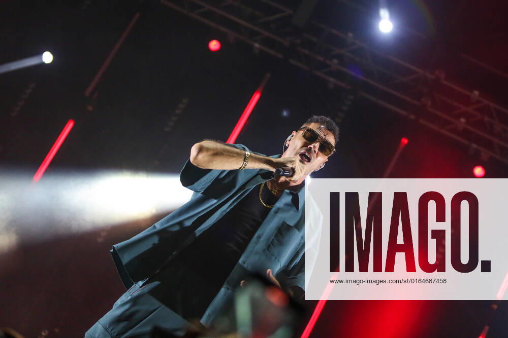 Italian rapper Marracash (Fabio Bartolo Rizzo) in concert on the stage for the Zoo Music Fest in Pescara. during Marracash - Summer Tour, Italian singer Music Concert in Pescara, Italy, August 07 2022