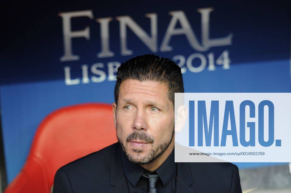 Diego Simeone (Trainer Atletico),Einzelbild,angeschnittenes Einzelmotiv.,Portraet,Portrait,Porträt. Fussball Champions League Finale 2014 Real Madrid-Atletico Madrid 4-1 n.V. Saison2013 14, Estadio do Lisboa e Benfica - Lissabon am 24.05.2014.