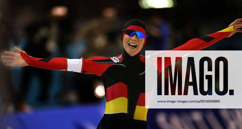 Feb. 10, 2002 - U.S. - (KRT104) KRT SPORTS STORY SLUGGED: OLY-SPEEDSKATE KRT PHOTOGRAPH BY JOE RIMKUS JR. MIAMI HERALD (FORT LAUDERDALE OUT) (February 10) SALT LAKE CITY, UT-- Germany s Claudia Pechstein is ecstatic as she shattered her own world record with 3:57.70 and wins the gold in the womens 3000m speedskate, Sunday February 10, 2002 in Salt Lake City, Utah. (MI) AP BL NC KD 2002 (Horiz) (lde) (Additional photos available on KRT Direct, KRT NewsCom or upon request) News Archive - Feb. 10, 2002 - ZUMAm67