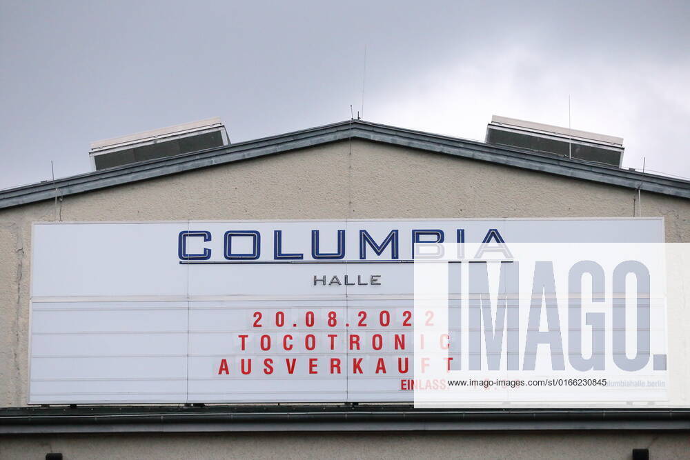 Scoreboard at the entrance during a concert of the band Tocotronic at the Columbiahalle in Berlin, 20 August 2022 Tocotronic concert Berlin