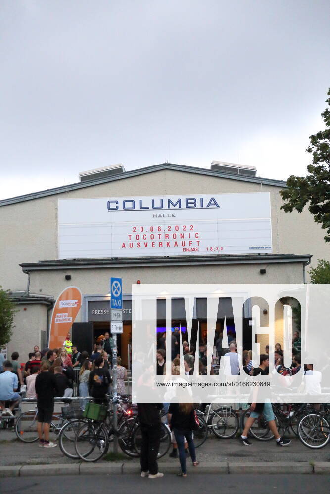 People at the entrance during a concert of the band Tocotronic at the Columbiahalle in Berlin, 20 August 2022 Tocotronic concert Berlin