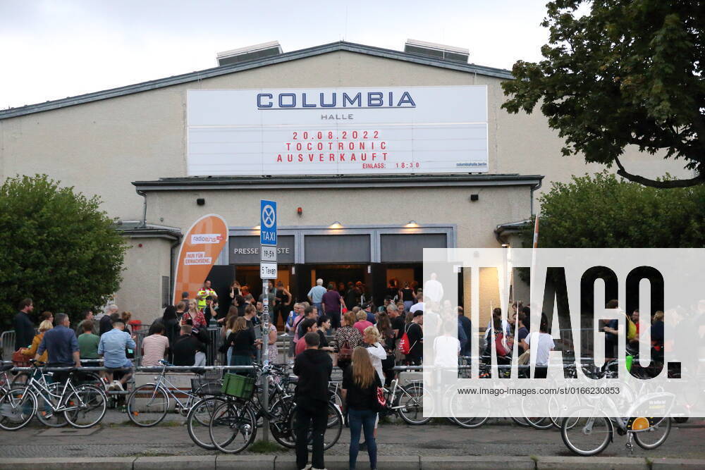 People at the entrance during a concert of the band Tocotronic at the Columbiahalle in Berlin, 20 August 2022 Tocotronic concert Berlin