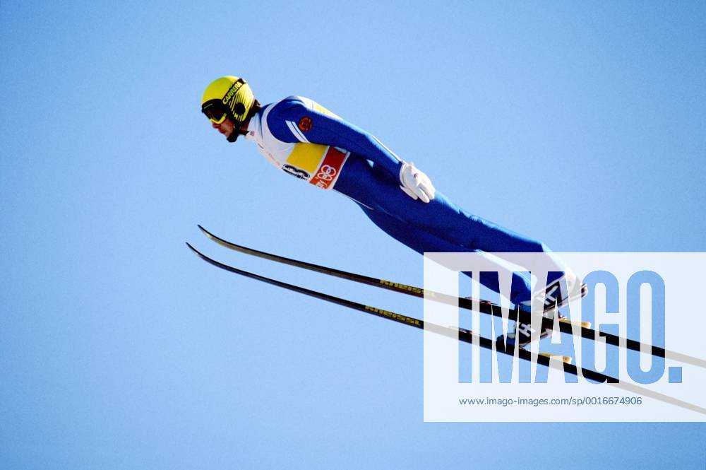 Skispringen, Olympische Winterspiele 1988 in Calgary: Jens Weissflog (DDR) FOTO (C): WEREK Pressebildagentur MODELxRELEASExx