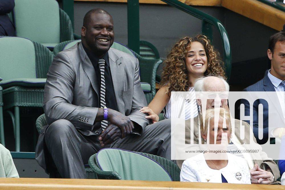 Shaquille O Neal and girlfriend Laticia Rolle - Tennis, Wimbledon Championships - 23 06 2014 PhotoNews Panoramic