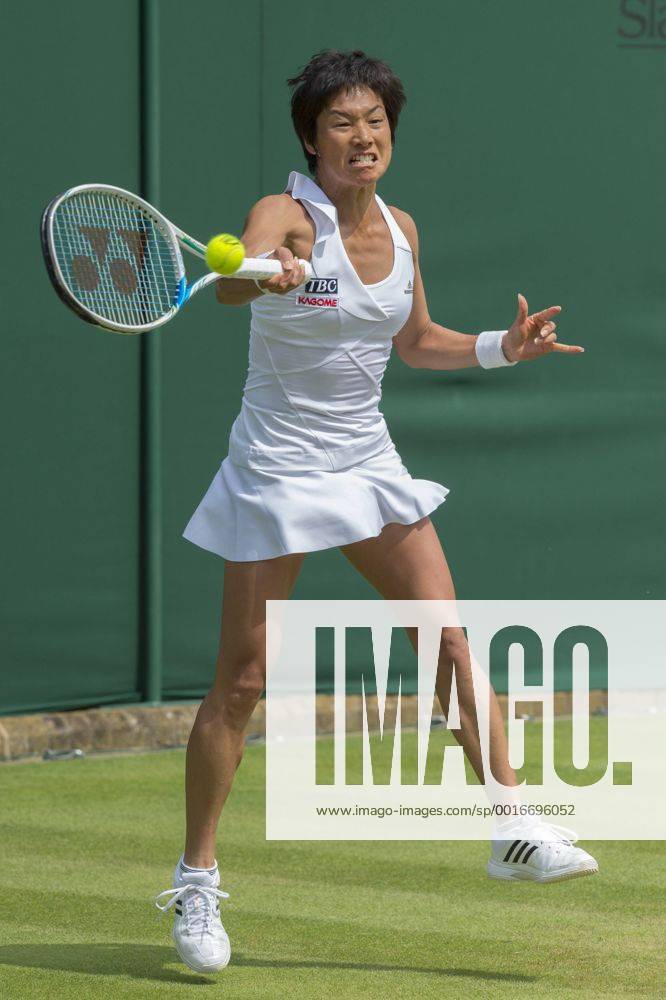 London, England. Wimbledon Tennis Championships Kimiko Date-Krumm of Japan in action during day one ladies singles first round match at the Wimbledon Tennis Championships at The All England Lawn Tennis Club in London, United Kingdom. Waldronx ActionPlus11535602