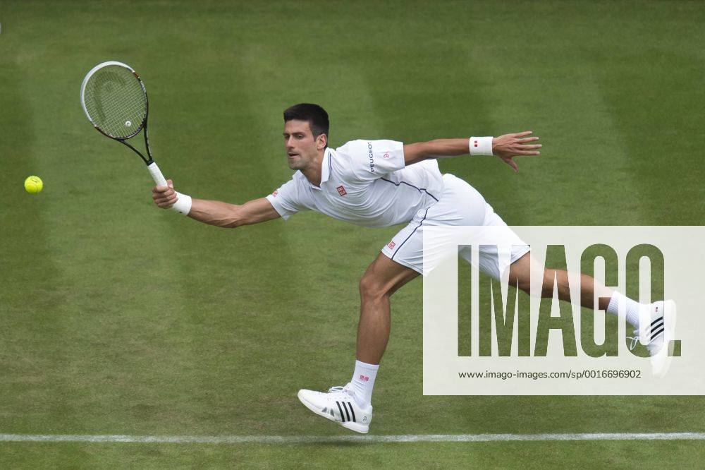 London, England. Wimbledon Tennis Championships Novak Djokovic of Serbia in action during day one men s singles first round match at the Wimbledon Tennis Championships at The All England Lawn Tennis Club in London, United Kingdom. Waldronx ActionPlus11535706