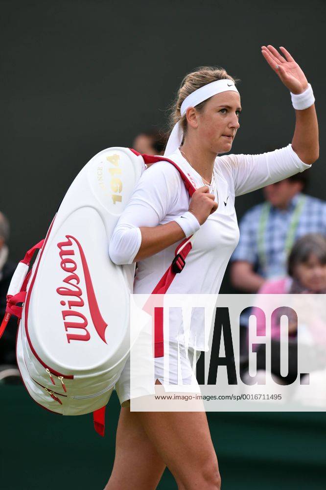 Victoria Azarenka leaves the court after defeat on Court 3 .