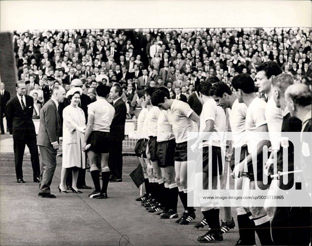Jul. 11, 1966 - World Cup Soccer Match at London, Wembley: England V. Uruguay. Photo Shows The Uruguay team are presented to H.M. The Queen before the start of tonight s game at London, Wembley. - ZUMAk09
