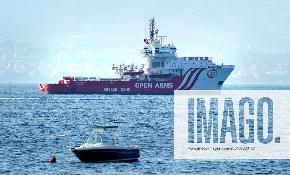 Landing Of Migrants In Messina The Open Arms 1 arrives in Messina with 99 people rescued in the Mediterranean Sea, the migrants are disembarked in Messina before being sent to their final destinations. Messina (Sicily) August 27, 2022. Messina Italy