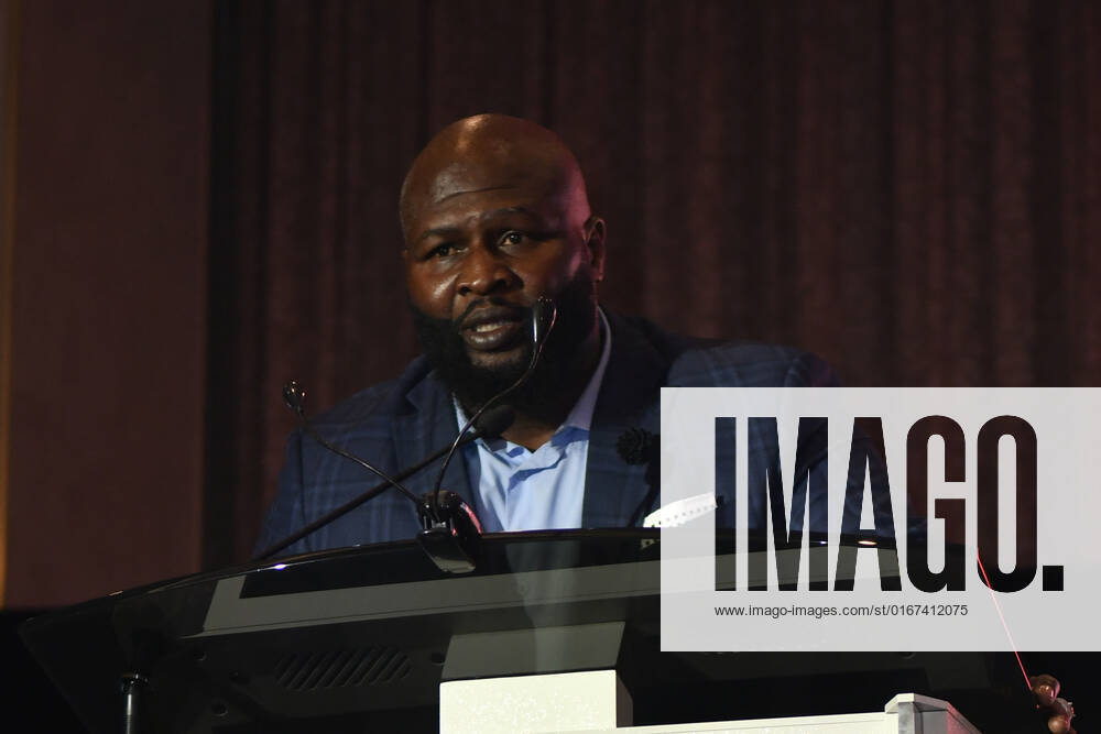 LAS VEGAS, NV - AUGUST 27: James Toney speaking at the Induction Ceremony & Dinner for the 2022 Nevada Boxing Hall Of Fame at Resorts World Las Vegas in Las Vegas,Nevada, on August 27, 2022.