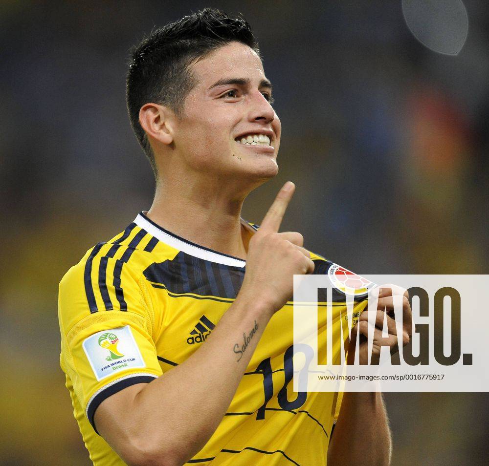 10 James Rodriguez Torjubel, Jubel nach dem Tor zum 1-0 Jubel, Freude, Emotionen, Feiern, Lachen, jubelt, freuen COLUMBIEN - URUGUAY 2-0 PUBLICATION ONLY IN GERMANY FIFA Fussball WM Weltmeisterschaft am 28.06.2014 Maracana Stadion Rio de Janeiro, BRASILIEN