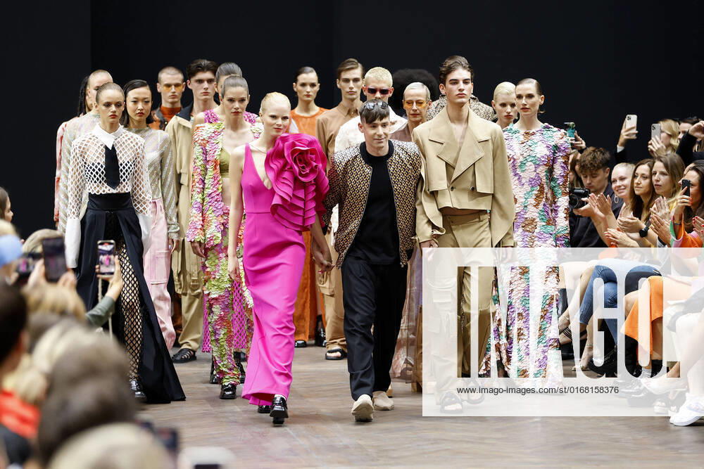 Kilian Kerner with models on the catwalk at his fashion show on 6 09 2022 as part of the Mercedes Benz Fashion Week in Berlin MBFW Fashionweek Berlin Kilian Kerner Show