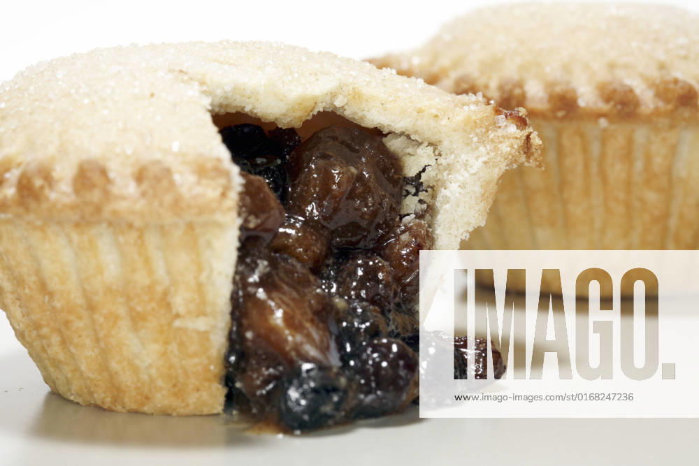 Mince pie on white background.