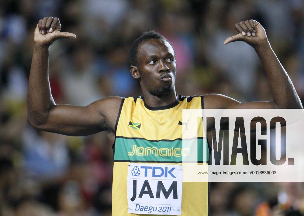 BOLT Usain Team JAM IAAF Leichtathletik Weltmeisterschaften 2011 in Daegu in Sued Korea 9.Tag Finale 4 x 100m Staffel der Maenner am 04. September 2011 in Daegu