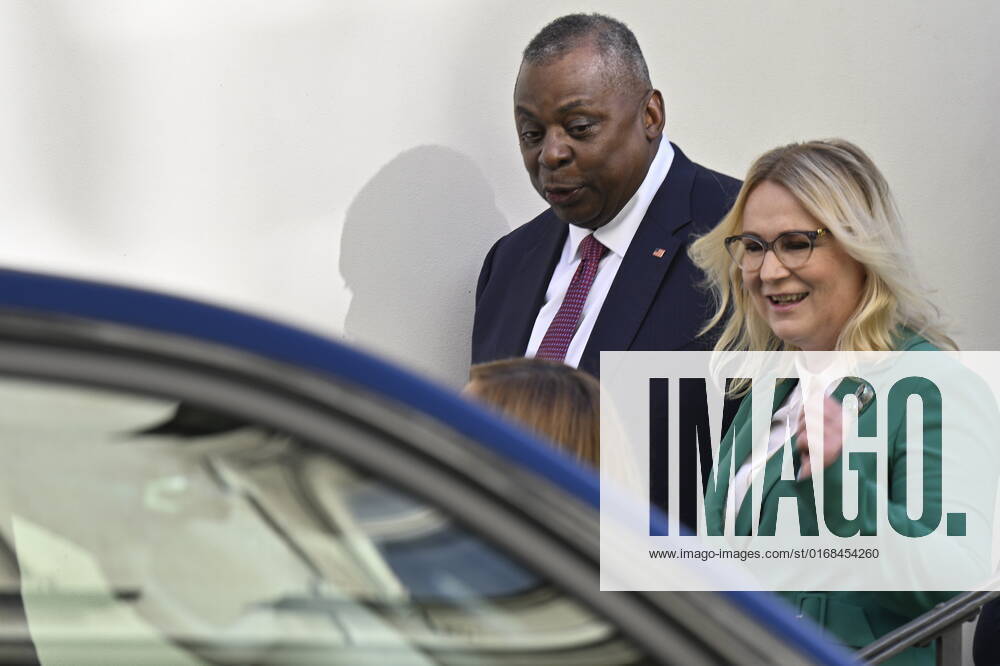U.S. Secretary of Defense Lloyd Austin, left, and Czech Defence Minister Jana Cernochova, right, payd homage to the Czechoslovak paratroopers who killed Nazi Deputy Reichsprotector Reinhard Heydrich, Friday, Sept. 9, 2022, the Saint Cyril and Methodius Church, Prague, Czech Republic. (CTKxPhoto VitxSimanek) CTKPhotoP2022090903014