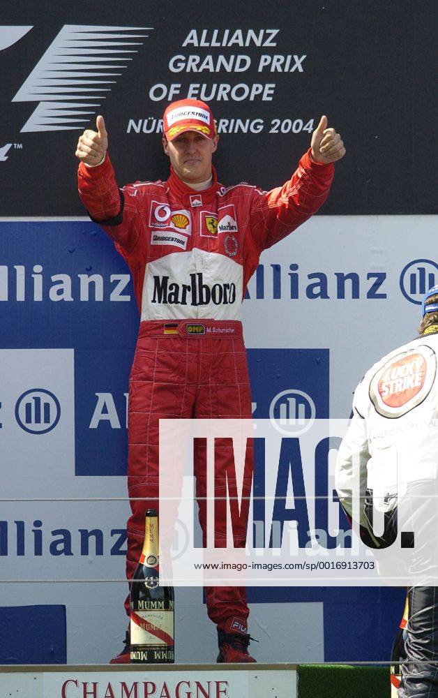 SCHUMACHER Michael Team Scuderia Ferrari Sieger Großer Preis von Europa 2004 auf dem Nürburgring.Sport Motorsport Formel 1 Siegeehrung. Copyright