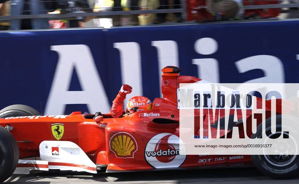 SCHUMACHER Michael Team Scuderia Ferrari Sieger Großer Preis von Europa 2004 auf dem Nürburgring.Sport Motorsport Formel 1 Jubel im Auto. Copyright