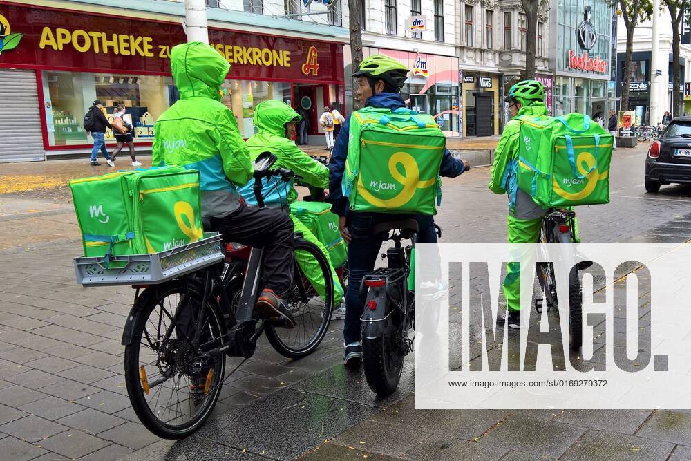 Mjam Food via delivery service with bicycle or moped in Vienna The food delivery service Delivery Hero from Berlin is represented in Austria with Mjam Delivery Hero SE is a listed operator of online ordering and delivery platforms for meals, groceries and other goods for daily needs.