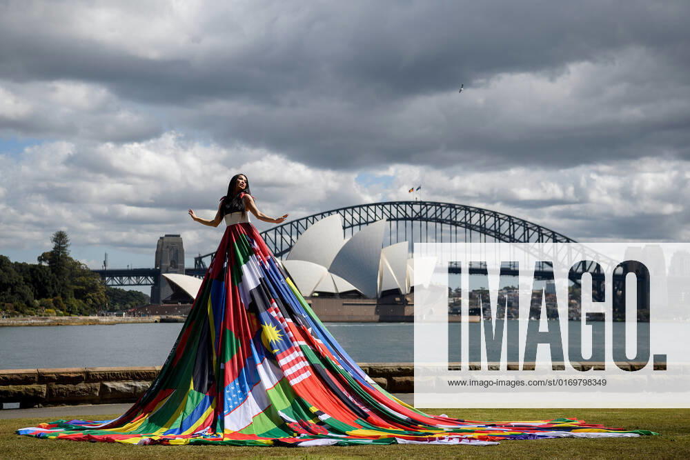 THE AMSTERDAM RAINBOW DRESS, Susie Wrong models the Amsterdam Rainbow Dress at the Royal Botanic Garden, ahead of the Sydney WorldPride Human Rights Conference, in Sydney, Tuesday, September 20, 2022. ( NO ARCHIVING, , NO USE IN BOOKS WITHOUT CONSENT SYDNEY NSW AUSTRALIA