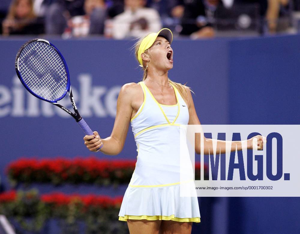 Maria Sharapova (Rußland) - Freudenschrei Tennis Damen US Open 2005, Grand Slam, WTA Tour, Einzelbild Flushing Meadow, Meadows, Viertelfinale New York Freude, Begeisterung,