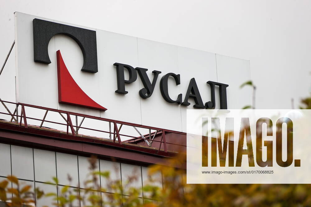 SHELEKHOV, IRKUTSK REGION, RUSSIA â€“ SEPTEMBER 27, 2022: Rusal logo at the Irkutsk Aluminum Smelter (IrkAZ) operated by Rusal of the En+ Groupâ€s Metals segment. The plant was commissioned in 1962. By 2022, the volume of aluminum production reached 422 thousand tonnes per year; it uses electricity generated at the Irkutsk Hydroelectric Power Station. Vladimir Smirnov TASS TS144364