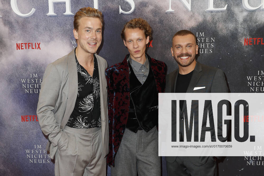 German premiere Netflix of Im Westen nichts Neues Albrecht Schuch, Felix Kammerer, Edin Hasanovic on the red carpet at the German premiere Netflix of Im Westen nichts Neues at Kino International in Berlin