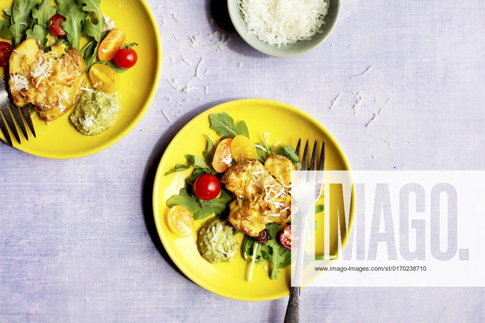 Smashed Potatoes with Roasted Poblano Pesto