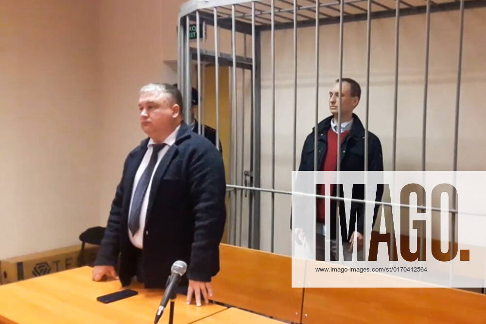 Pictured in this video screen grab is US national Robert Gilman (R) as he appears for a sentencing hearing at the Voronezh Region Court. The court found Gilman guilty of violence against a representative of power and sentenced him to 4 and a half years in a penal colony. Gilman was detained and taken to a police station in Voronezh on 17 January 2022 for drunken behaviour on a train. According to the prosecution, Gilman kicked a police officer several times. Video grab. Best possible quality. Yelena Ruzanova TASS TS1450D1